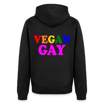 Vegan gay - Unisex Premium Organic Zip Hoodie - black - Back - Nico (187cm)