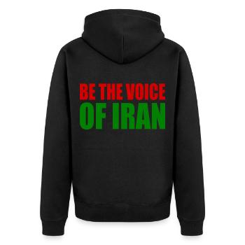 Be the voice of iran - Unisex Premium Organic Zip Hoodie - black - Back - Nico (187cm)