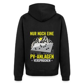 Nur noch eine PV-Anlage – versprochen! - Unisex Premium Bio Zip Hoodie - Schwarz - Hinten - Nico (187cm)