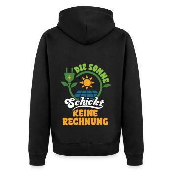 Die Sonne schickt keine Rechnung - Unisex Premium Bio Zip Hoodie - Schwarz - Hinten - Nico (187cm)