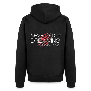 Never stop dreaming, Freddy Krueger - Unisex Premium Organic Zip Hoodie - black - Back - Nico (187cm)