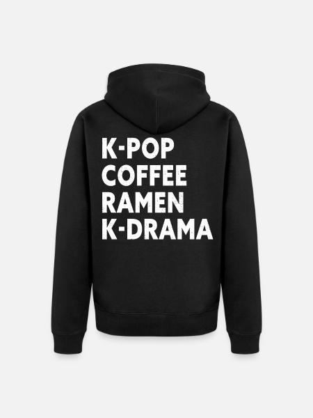 K-Pop Coffee Ramen K-Drama - Unisex Premium Organic Zip Hoodie - black