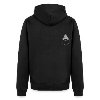 Hippopotame - Dans la poche poitrine / poche chemise - Veste à capuche bio Premium Unisexe - noir - Dos - Nico (187cm)