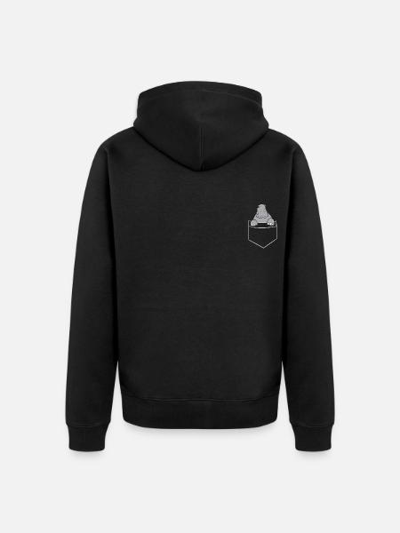 Nilpferd - In Brusttasche / Hemdtasche - Unisex Premium Bio Zip Hoodie - Schwarz