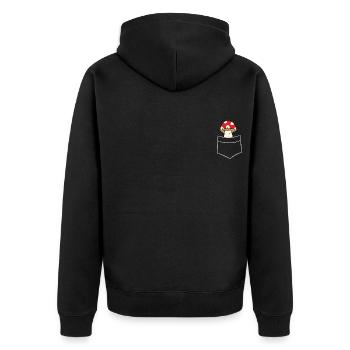 Champignon - Dans la poche poitrine / poche chemise - Veste à capuche bio Premium Unisexe - noir - Dos - Nico (187cm)