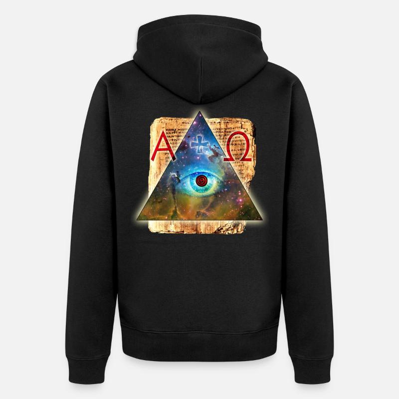 L'oeil de Dieu Alpha Omega + - All-Seeing - Veste à capuche bio Premium Unisexe - noir