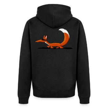 Fuchs "sneaky fox" - Unisex Premium Bio Zip Hoodie - Schwarz - Hinten - Nico (187cm)