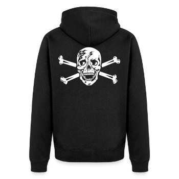 Totenkopf / Skull 1c Halloween Vampir - Unisex Premium Bio Zip Hoodie - Schwarz - Hinten - Nico (187cm)