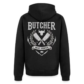 Butcher Butcher Butcher Occupation Shirt Gift - Unisex Premium Organic Zip Hoodie - black - Back - Nico (187cm)