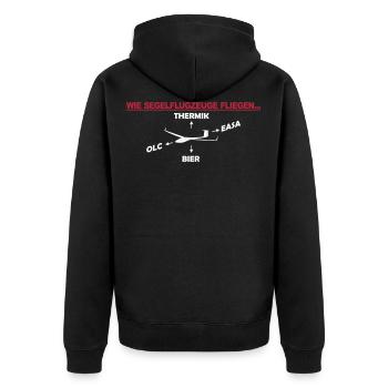 Segelflieger Geschenk - Unisex Premium Bio Zip Hoodie - Schwarz - Hinten - Nico (187cm)