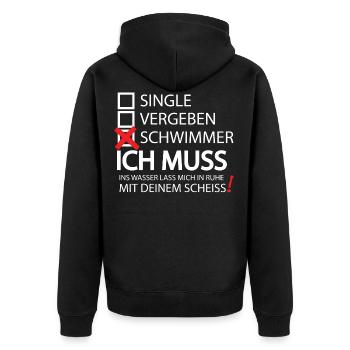 Schwimmen Geschenk T Shirt Wassersport Meer Idee - Unisex Premium Bio Zip Hoodie - Schwarz - Hinten - Nico (187cm)