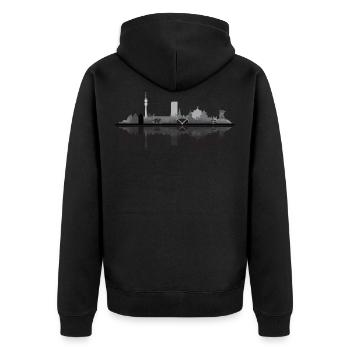 Dortmund 02 - Unisex Premium Organic Zip Hoodie - black - Back - Nico (187cm)