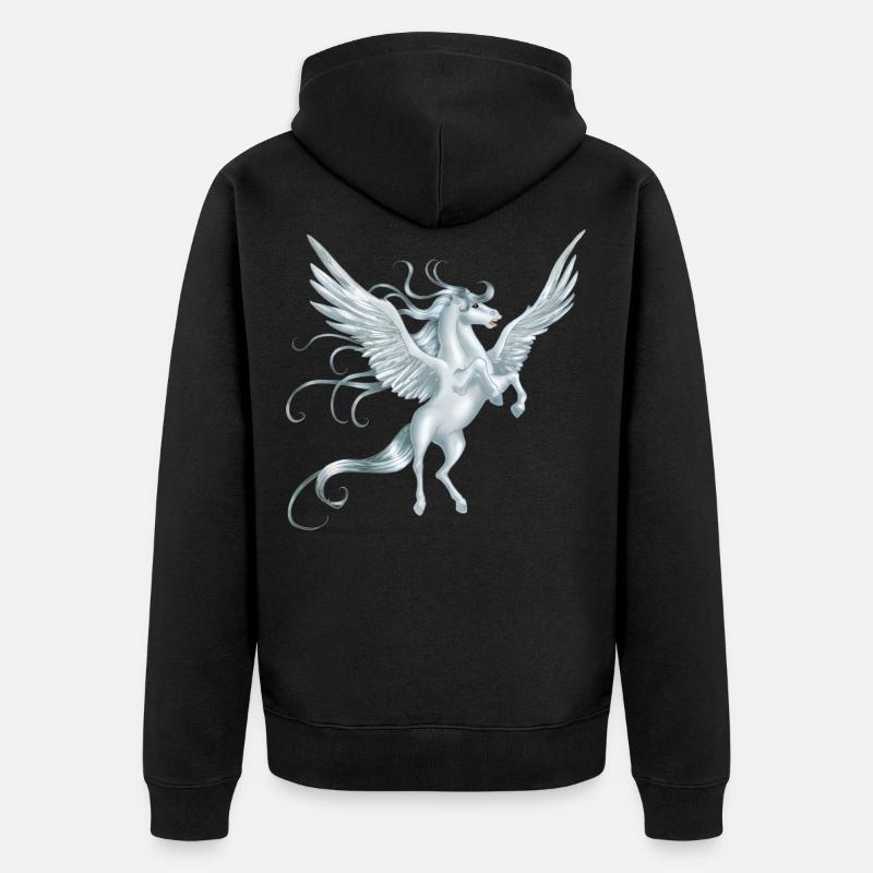 Pegasus aux ailes déployées - Veste à capuche bio Premium Unisexe - noir