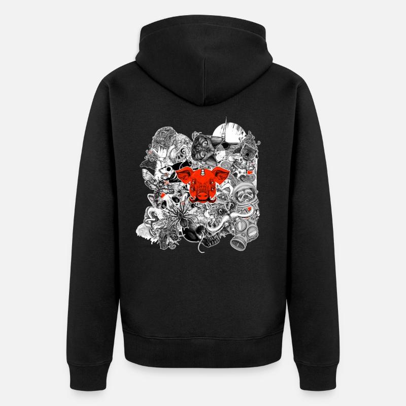 Aufkleber Tier - Unisex Premium Bio Zip Hoodie - Schwarz
