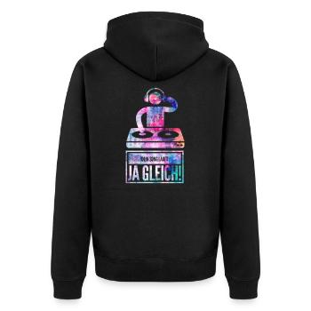 Dj dein Song läuft ja gleich - Unisex Premium Bio Zip Hoodie - Schwarz - Hinten - Nico (187cm)