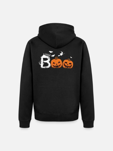Boo Halloween - Unisex Premium Organic Zip Hoodie - black
