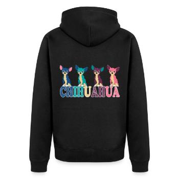 Cute chihuahua dog puppy paw funny gift - Unisex Premium Organic Zip Hoodie - black - Back - Nico (187cm)