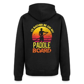 SUP Stand Up Paddle Wassersport Surf Geschenk - Unisex Premium Bio Zip Hoodie - Schwarz - Hinten - Nico (187cm)