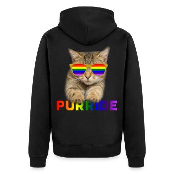 PURRIDE LGBTQ LGBT Gay Lesbian Pride Flag Katzen - Unisex Premium Bio Zip Hoodie - Schwarz - Hinten - Nico (187cm)