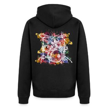 Abstrakt Schlagzeug - Unisex Premium Bio Zip Hoodie - Schwarz - Hinten - Nico (187cm)