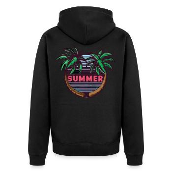 Sommer Sonne Strand Urlaub Meer Geschenkidee - Unisex Premium Bio Zip Hoodie - Schwarz - Hinten - Nico (187cm)