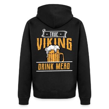 Wikinger Met Bier trinken nordisch Odin Thor Horn - Unisex Premium Bio Zip Hoodie - Schwarz - Hinten - Nico (187cm)