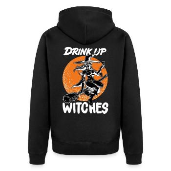 Drink Up Witches Halloween Party Shirt Gift - Unisex Premium Organic Zip Hoodie - black - Back - Nico (187cm)