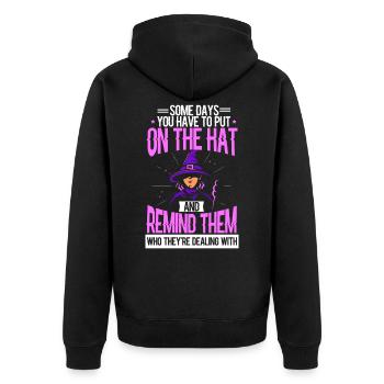 Halloween Hexe Hexerei Hut Magisch Geschenk - Unisex Premium Bio Zip Hoodie - Schwarz - Hinten - Nico (187cm)