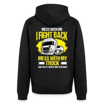 Occupation road truck Trucker driver driving highway - Unisex Premium Organic Zip Hoodie - black - Back - Nico (187cm)