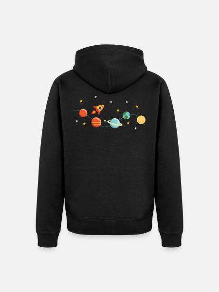 Système solaire Rocket Planet Star Space All - Veste à capuche bio Premium Unisexe - noir