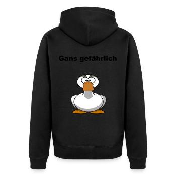 Gans gefährlich Tier Comic Wortspiel Geschenkidee - Unisex Premium Bio Zip Hoodie - Schwarz - Hinten - Nico (187cm)
