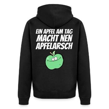 Obst Apfel Po Arsch süß witzig gesund Sexy Blatt - Unisex Premium Bio Zip Hoodie - Schwarz - Hinten - Nico (187cm)