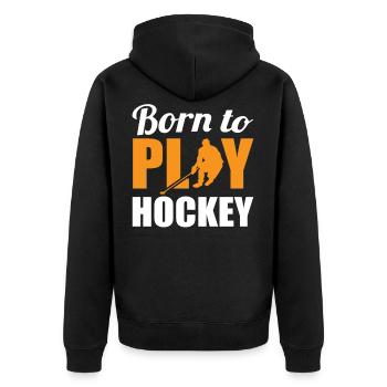 Ice Hockey Game Puck Sport Ice - Unisex Premium Organic Zip Hoodie - black - Back - Nico (187cm)