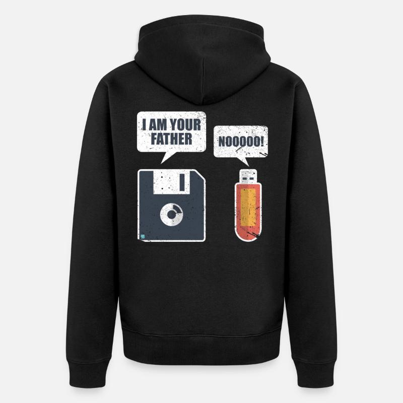 USB Floppy Disk Memory Computer Nerd Gift - Unisex Premium Organic Zip Hoodie - black