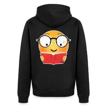 Emoji Lesen Buch Leseratte Bücherwurm Geschen - Unisex Premium Bio Zip Hoodie - Schwarz - Hinten - Nico (187cm)