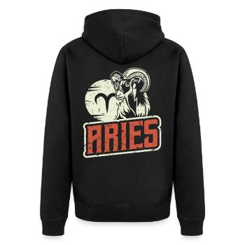 Sternzeichen Tierkreis Zeichen Widder Astrologie - Unisex Premium Bio Zip Hoodie - Schwarz - Hinten - Nico (187cm)