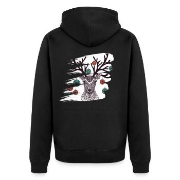 Weihnachtsrotwild-Weihnachtstag-abstrakte Kunstarbeits-Art-Weihnachtsfeier - Unisex Premium Bio Zip Hoodie - Schwarz - Hinten - Nico (187cm)