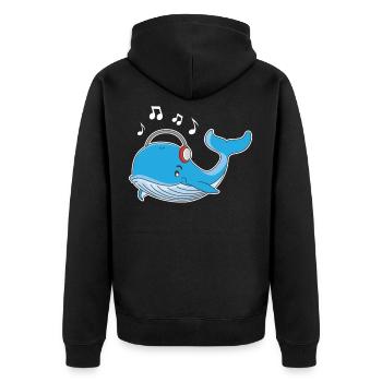 Wal Meer Tier Wasser Tierschutz Musik Fisch Säuger - Unisex Premium Bio Zip Hoodie - Schwarz - Hinten - Nico (187cm)