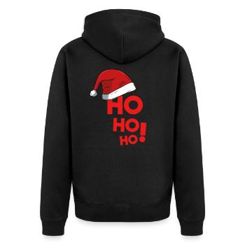 Ho Ho Ho Weihnachten Weihnachten Winterurlaub Santa - Unisex Premium Bio Zip Hoodie - Schwarz - Hinten - Nico (187cm)