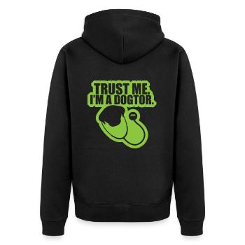 Trust Me I'm a Dogtor Funny Vet Veterinarian Dog - Unisex Premium Organic Zip Hoodie - black - Back - Nico (187cm)