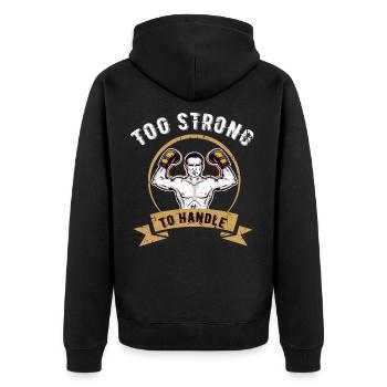 Boxen Sparring Sport Hobby Boxhandschuh Boxsack - Unisex Premium Bio Zip Hoodie - Schwarz - Hinten - Nico (187cm)