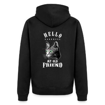 Hello Darkness My Old Friend Funny Cat Lovers Cat - Unisex Premium Organic Zip Hoodie - black - Back - Nico (187cm)