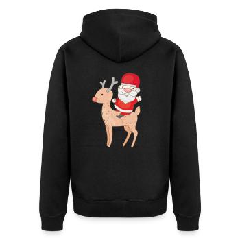 Père Noël à Noël sur le renne Rudolph - Veste à capuche bio Premium Unisexe - noir - Dos - Nico (187cm)