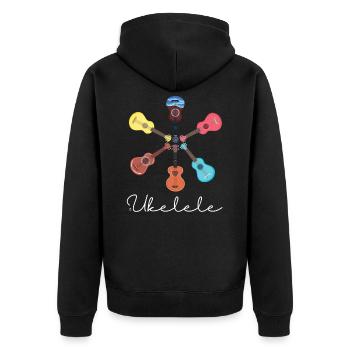 Cute Ukelele Instrument Graphic Art For Musician - Unisex Premium Organic Zip Hoodie - black - Back - Nico (187cm)