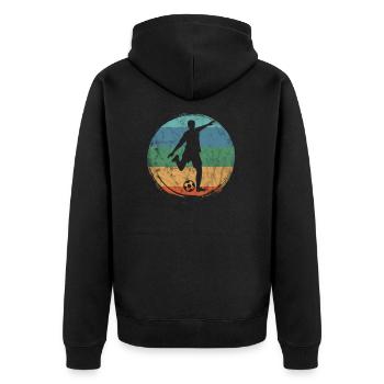 Retro Football Soccer Sports Vintage Graphic - Unisex Premium Organic Zip Hoodie - black - Back - Nico (187cm)