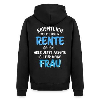 lustiges Geschenk Rente Ruhestand Pension Opa Papa - Unisex Premium Bio Zip Hoodie - Schwarz - Hinten - Nico (187cm)