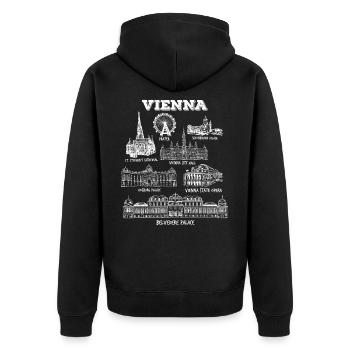 Vienna attractions - Unisex Premium Organic Zip Hoodie - black - Back - Nico (187cm)