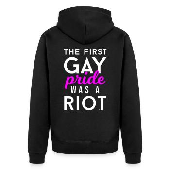 The First Gay Pride LGBT LGBTQ Transgender Support - Unisex Premium Organic Zip Hoodie - black - Back - Nico (187cm)