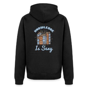 Knowledge Is Sexy Bookish Book Smart Genius Nerd - Unisex Premium Organic Zip Hoodie - black - Back - Nico (187cm)