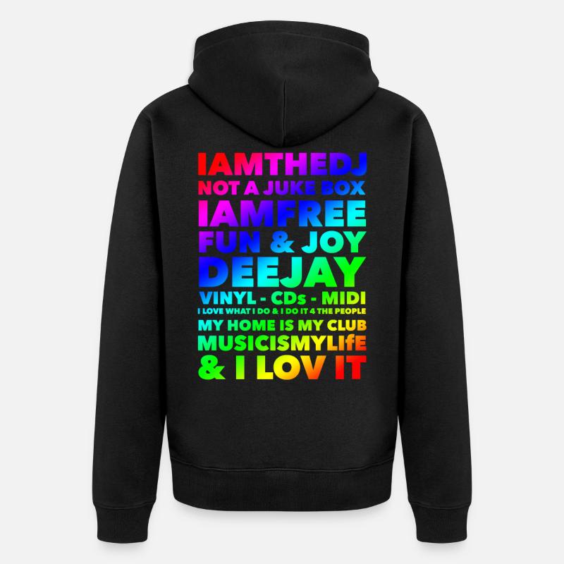 I AM THE DJ - Unisex Premium Bio Zip Hoodie - Schwarz